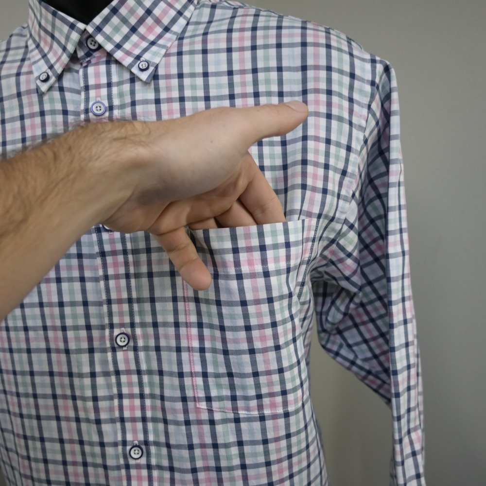 Southern Proper Dress Shirt Plaid Long Sleeve Button Up Mens Size Medium - Picture 4 of 11